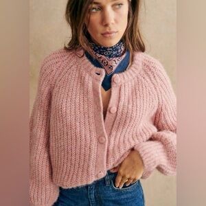 Sezane Emile Cardigan in Mottled Pink